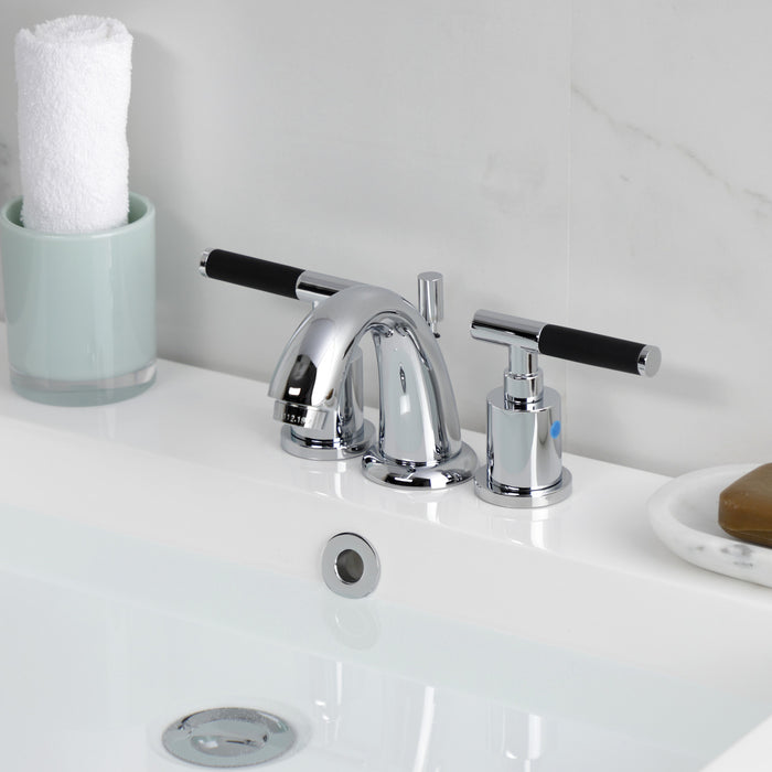 Kingston Tulare KB8911CKL - Kaiser Two-Handle 3-Hole Deck Mount Widespread Bathroom Faucet with Pop-Up Drain, Polished Chrome