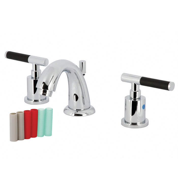 Kingston Tulare KB8911CKL - Kaiser Two-Handle 3-Hole Deck Mount Widespread Bathroom Faucet with Pop-Up Drain, Polished Chrome