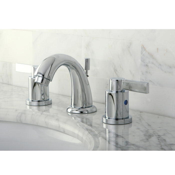 NuvoFusion KB8911NDL Two-Handle 3-Hole Deck Mount Widespread Bathroom Faucet with Plastic Pop-Up, Polished Chrome