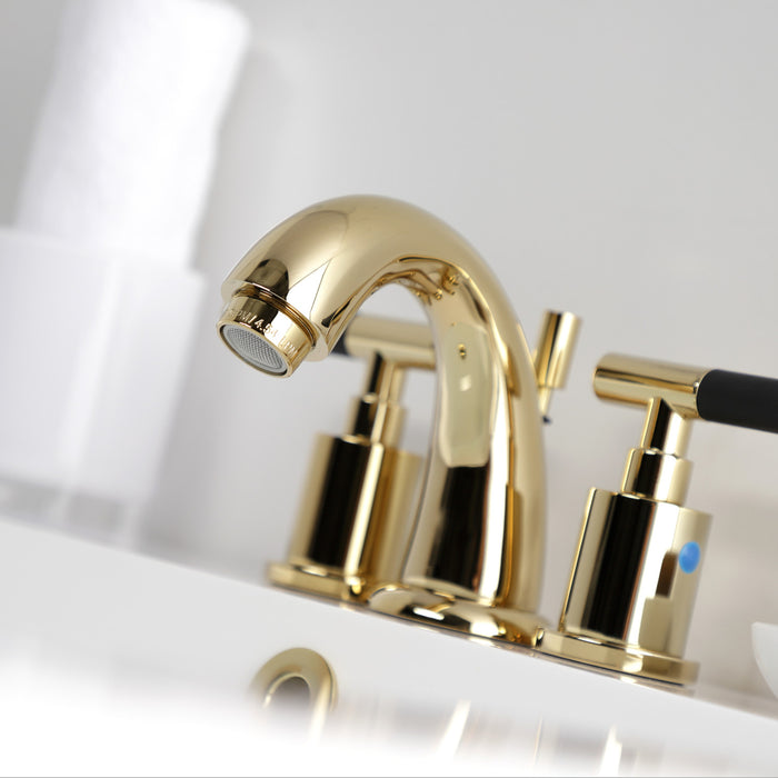 Kingston Tulare KB8912CKL - Kaiser Two-Handle 3-Hole Deck Mount Widespread Bathroom Faucet with Pop-Up Drain, Polished Brass
