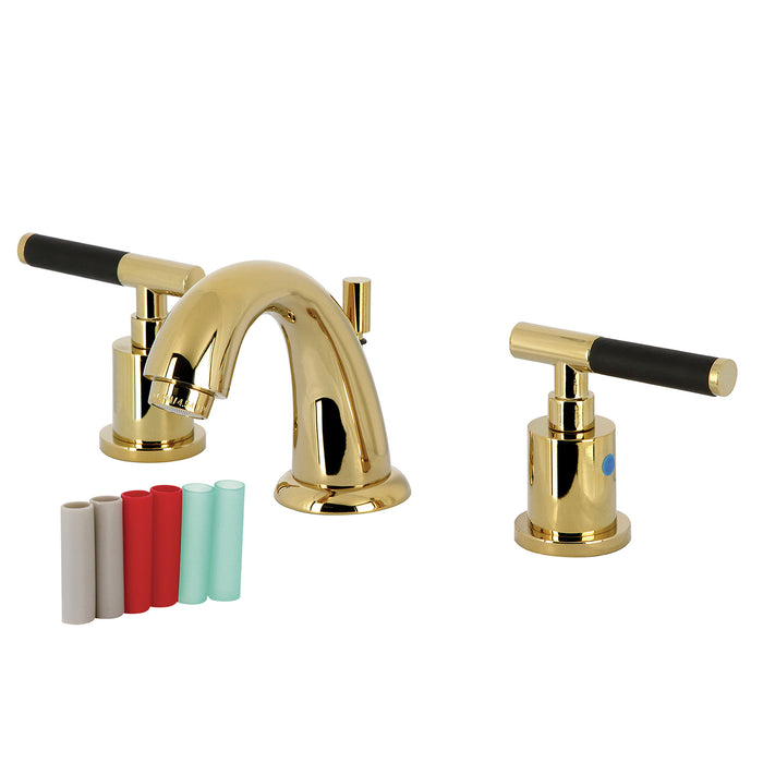 Kingston Tulare KB8912CKL - Kaiser Two-Handle 3-Hole Deck Mount Widespread Bathroom Faucet with Pop-Up Drain, Polished Brass