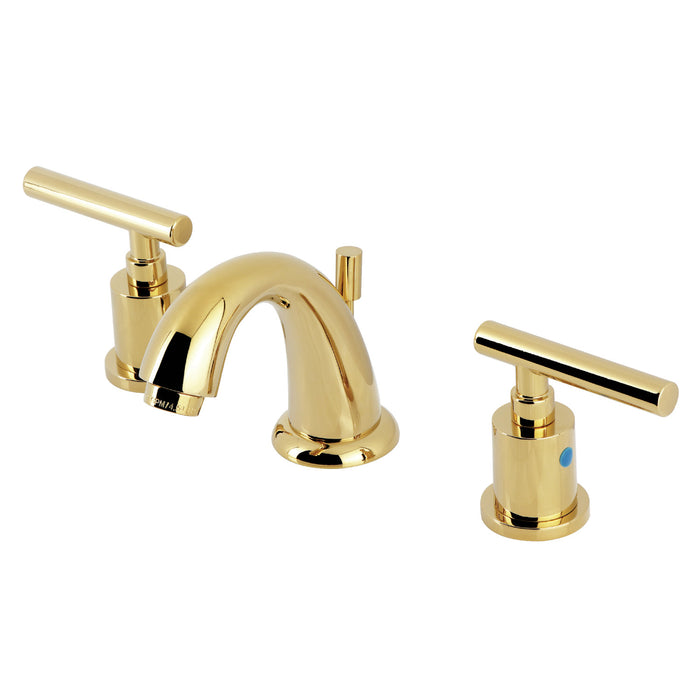 Kingston Tulare KB8912CML - Manhattan Two-Handle 3-Hole Deck Mount Widespread Bathroom Faucet with Pop-Up Drain, Polished Brass