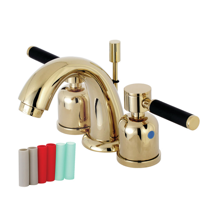 Kingston Tulare KB8912DKL - Kaiser Two-Handle 3-Hole Deck Mount Widespread Bathroom Faucet with Pop-Up Drain, Polished Brass
