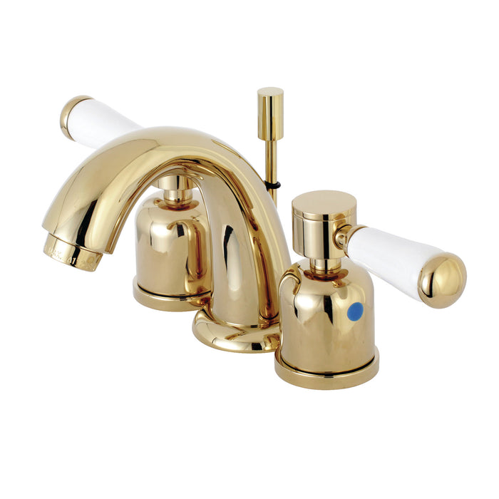 Paris KB8912DPL Two-Handle 3-Hole Deck Mount Widespread Bathroom Faucet with Plastic Pop-Up, Polished Brass