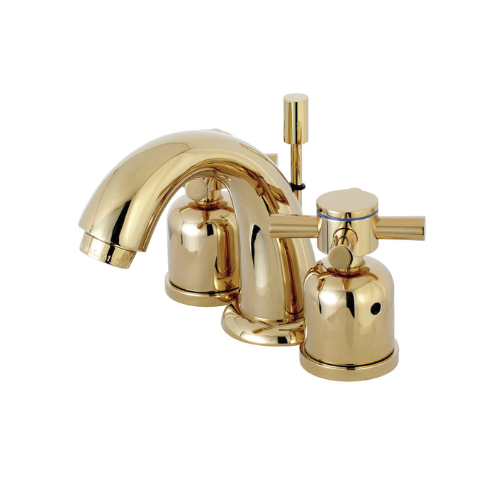 Concord KB8912DX Two-Handle 3-Hole Deck Mount Widespread Bathroom Faucet with Plastic Pop-Up, Polished Brass