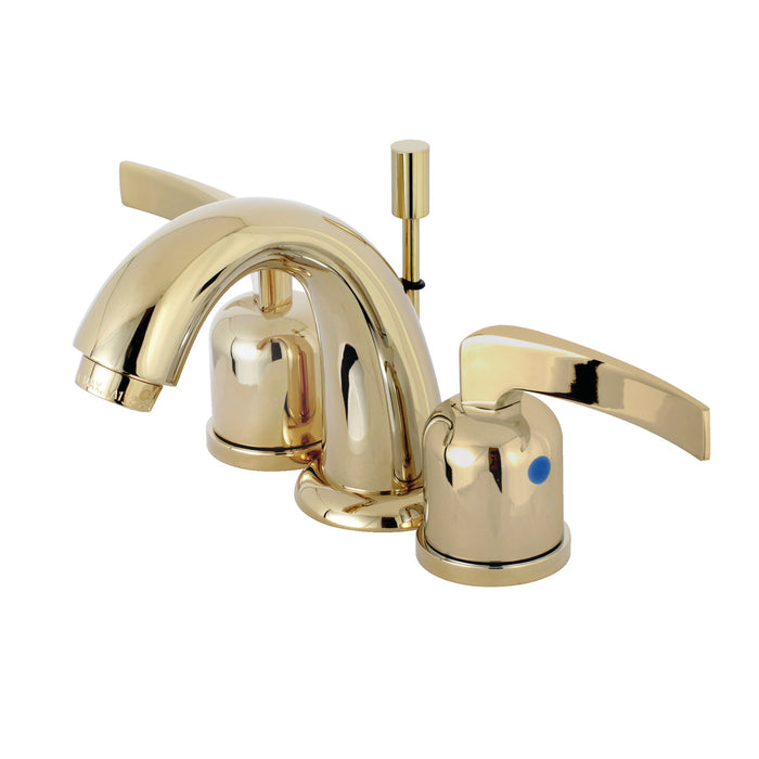 Centurion KB8912EFL Two-Handle 3-Hole Deck Mount Widespread Bathroom Faucet with Plastic Pop-Up, Polished Brass