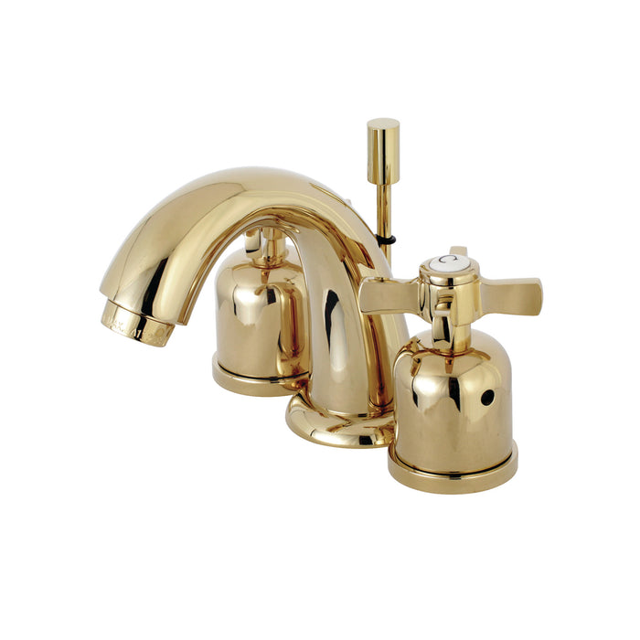 Kingston Tulare KB8912ZX - Millennium Two-Handle 3-Hole Deck Mount Widespread Bathroom Faucet with Pop-Up Drain, Polished Brass