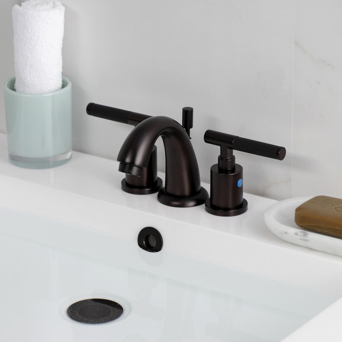 Kingston Tulare KB8915CKL - Kaiser Two-Handle 3-Hole Deck Mount Widespread Bathroom Faucet with Pop-Up Drain, Oil Rubbed Bronze