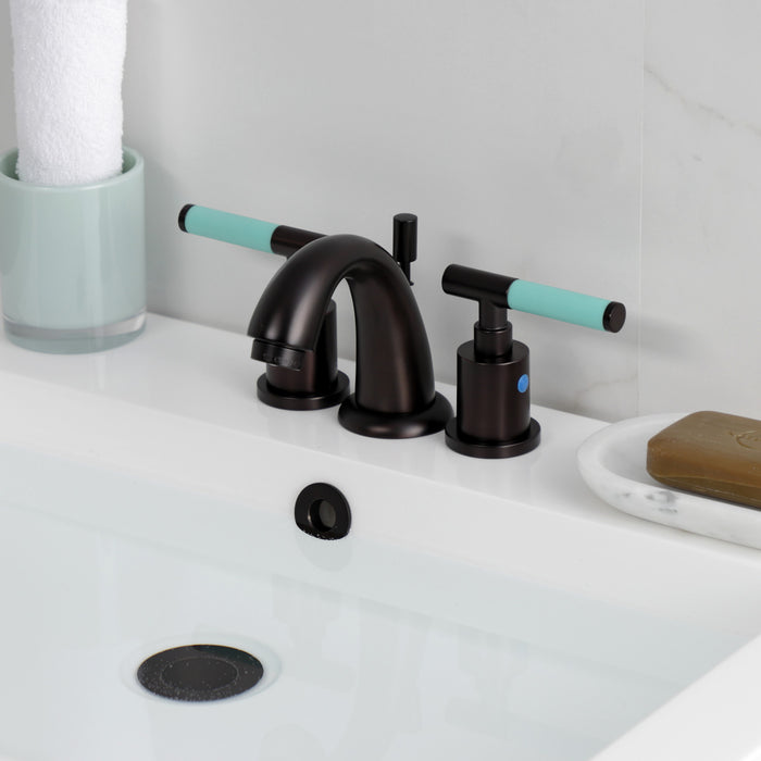 Kingston Tulare KB8915CKL - Kaiser Two-Handle 3-Hole Deck Mount Widespread Bathroom Faucet with Pop-Up Drain, Oil Rubbed Bronze