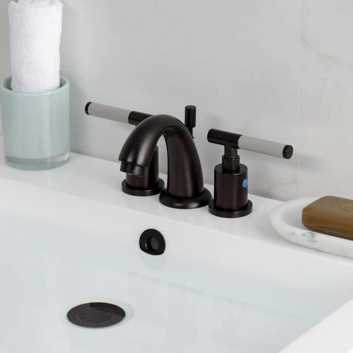 Kingston Tulare KB8915CKL - Kaiser Two-Handle 3-Hole Deck Mount Widespread Bathroom Faucet with Pop-Up Drain, Oil Rubbed Bronze