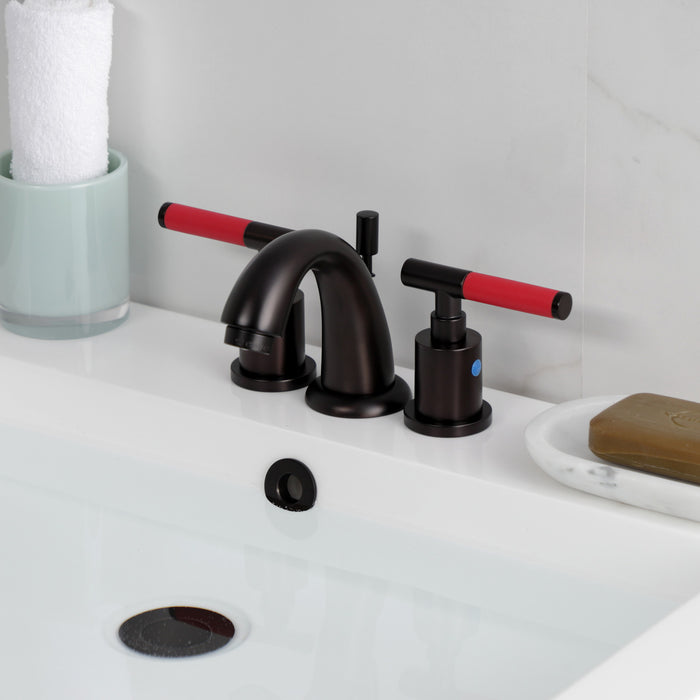 Kingston Tulare KB8915CKL - Kaiser Two-Handle 3-Hole Deck Mount Widespread Bathroom Faucet with Pop-Up Drain, Oil Rubbed Bronze