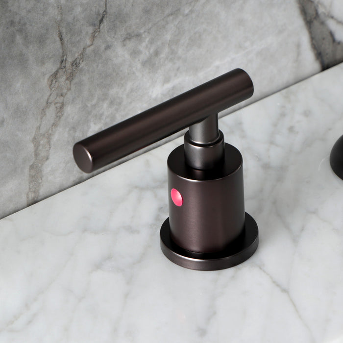 Kingston Tulare KB8915CML - Manhattan Two-Handle 3-Hole Deck Mount Widespread Bathroom Faucet with Pop-Up Drain, Oil Rubbed Bronze