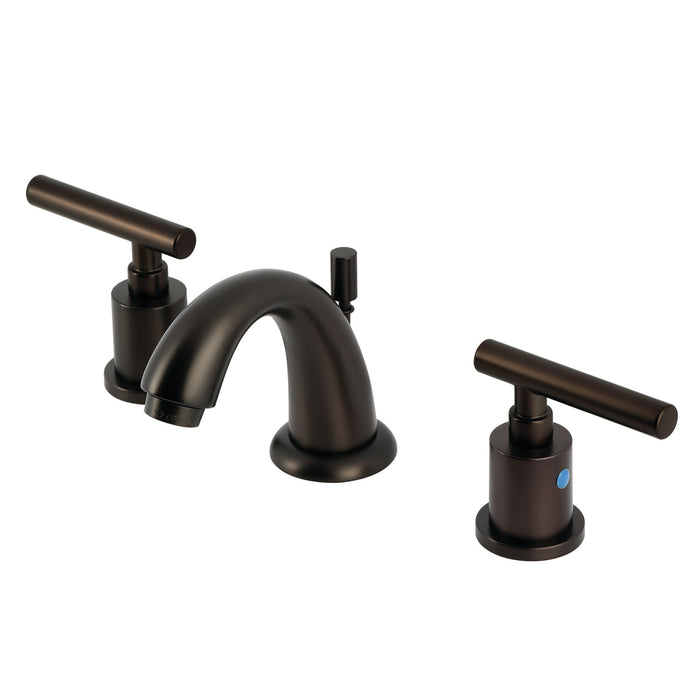 Kingston Tulare KB8915CML - Manhattan Two-Handle 3-Hole Deck Mount Widespread Bathroom Faucet with Pop-Up Drain, Oil Rubbed Bronze