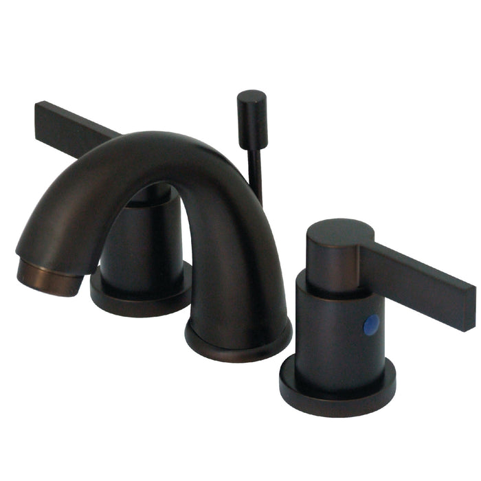 NuvoFusion KB8915NDL Two-Handle 3-Hole Deck Mount Widespread Bathroom Faucet with Plastic Pop-Up, Oil Rubbed Bronze
