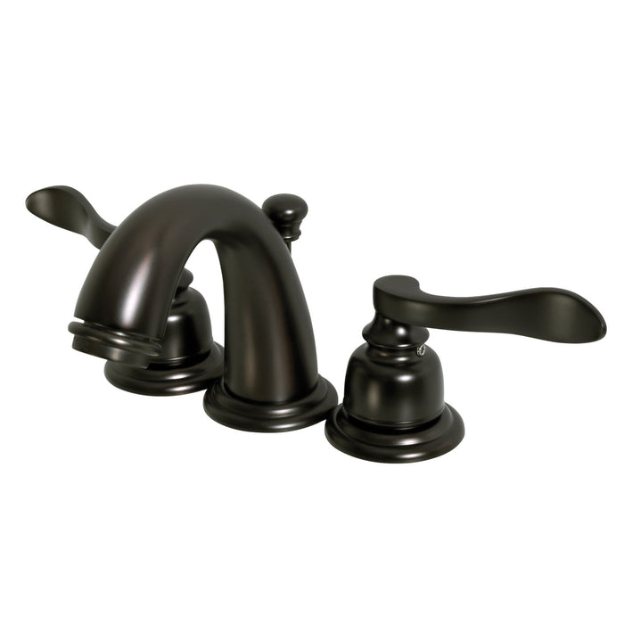 NuWave French KB8915NFL Two-Handle 3-Hole Deck Mount Widespread Bathroom Faucet with Plastic Pop-Up, Oil Rubbed Bronze