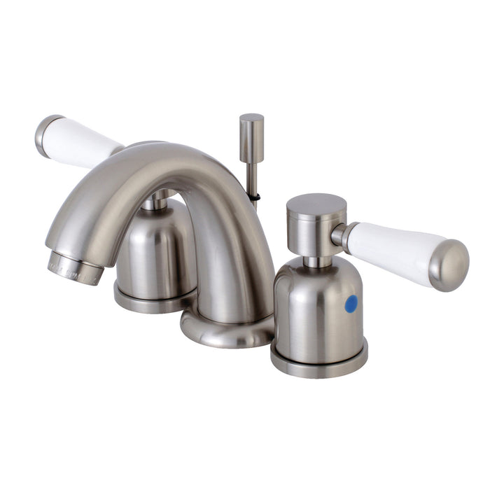 Kingston Tulare KB8918DPL - Paris Two-Handle 3-Hole Deck Mount Widespread Bathroom Faucet with Pop-Up Drain, Brushed Nickel