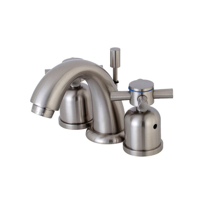 Kingston Tulare KB8918DX - Concord Two-Handle 3-Hole Deck Mount Widespread Bathroom Faucet with Pop-Up Drain, Brushed Nickel