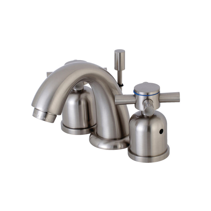 Concord KB8918DX Two-Handle 3-Hole Deck Mount Widespread Bathroom Faucet with Plastic Pop-Up, Brushed Nickel