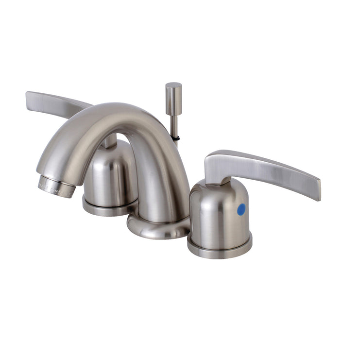 Kingston Tulare KB8918EFL - Centurion Two-Handle 3-Hole Deck Mount Widespread Bathroom Faucet with Pop-Up Drain, Brushed Nickel