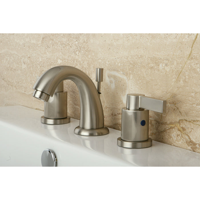 Kingston Tulare KB8918NDL - NuvoFusion Two-Handle 3-Hole Deck Mount Widespread Bathroom Faucet with Pop-Up Drain, Brushed Nickel