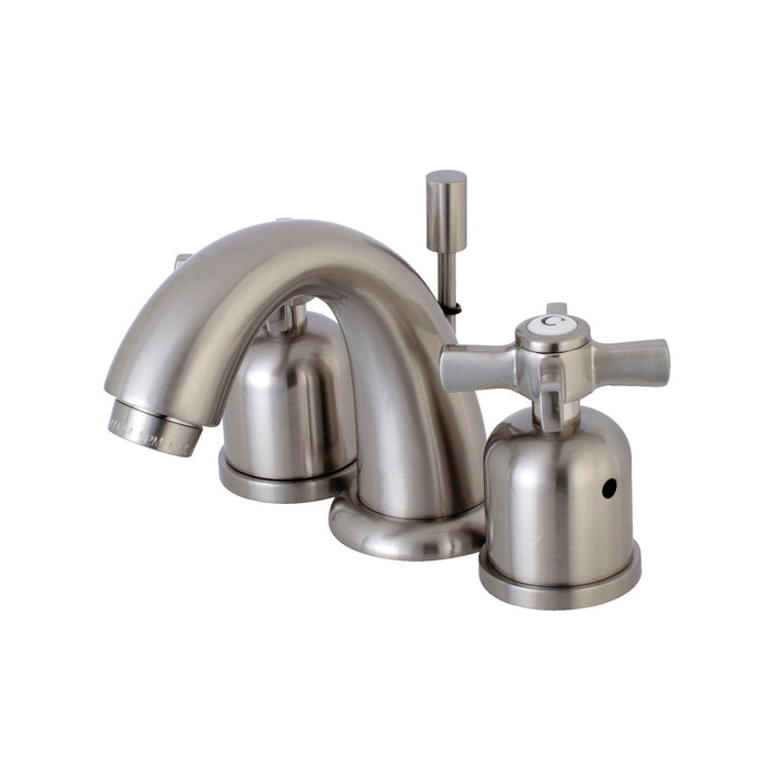 Kingston Tulare KB8918ZX - Millennium Two-Handle 3-Hole Deck Mount Widespread Bathroom Faucet with Pop-Up Drain, Brushed Nickel
