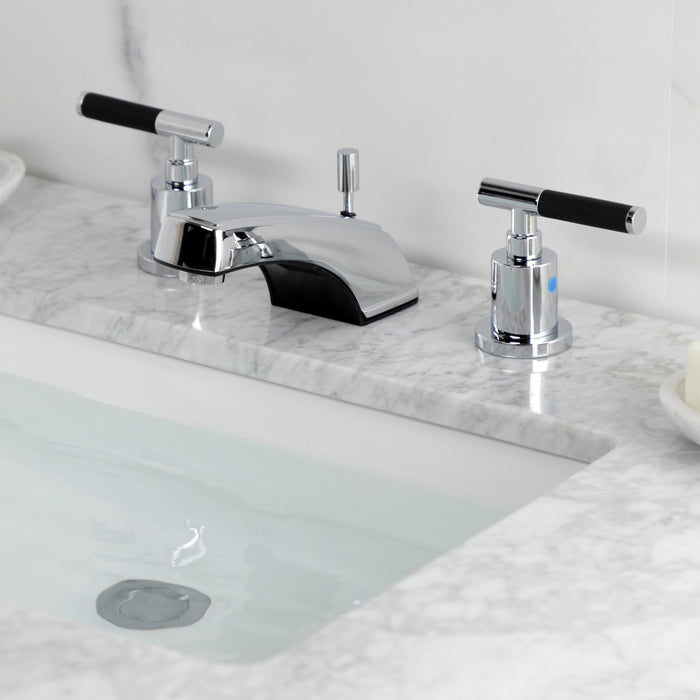 Kingston Tulare KB8921CKL - Kaiser Two-Handle 3-Hole Deck Mount Widespread Bathroom Faucet with Pop-Up Drain, Polished Chrome