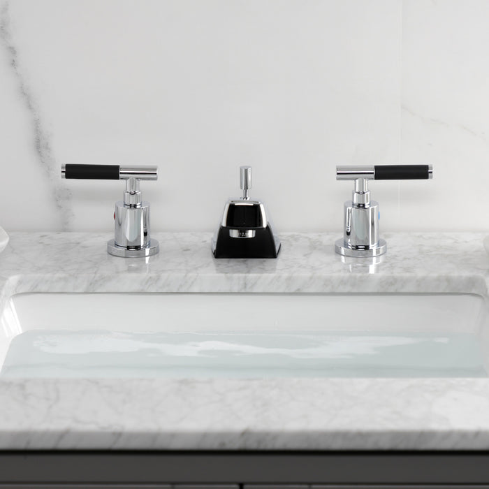 Kingston Tulare KB8921CKL - Kaiser Two-Handle 3-Hole Deck Mount Widespread Bathroom Faucet with Pop-Up Drain, Polished Chrome