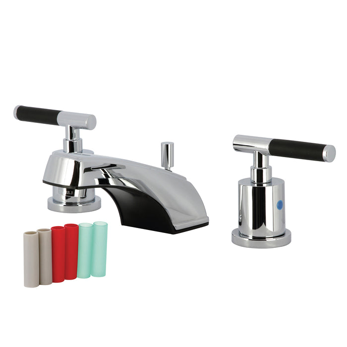 Kingston Tulare KB8921CKL - Kaiser Two-Handle 3-Hole Deck Mount Widespread Bathroom Faucet with Pop-Up Drain, Polished Chrome