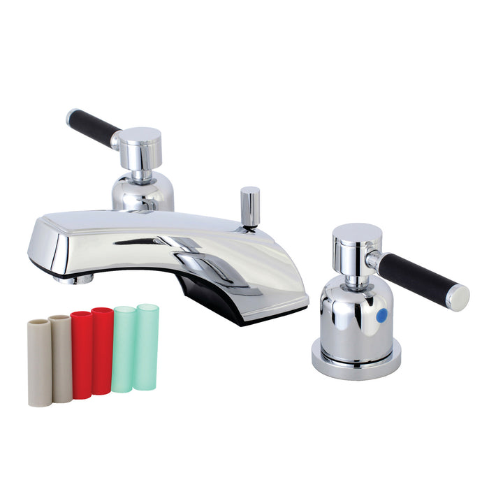 Kingston Tulare KB8921DKL - Kaiser Two-Handle 3-Hole Deck Mount Widespread Bathroom Faucet with Pop-Up Drain, Polished Chrome