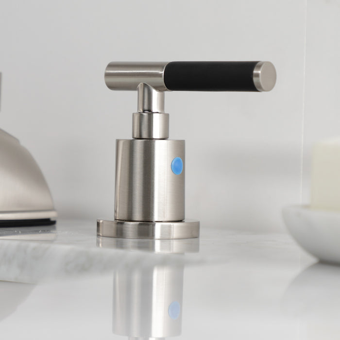 Kingston Tulare KB8928CKL - Kaiser Two-Handle 3-Hole Deck Mount Widespread Bathroom Faucet with Pop-Up Drain, Brushed Nickel