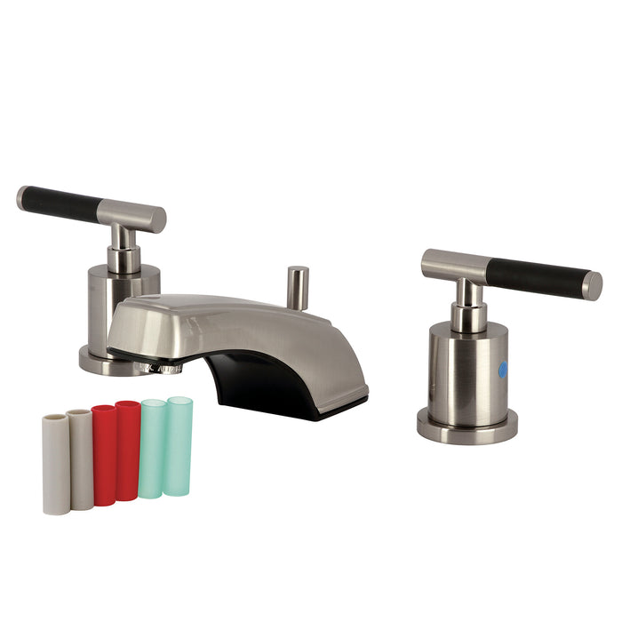 Kingston Tulare KB8928CKL - Kaiser Two-Handle 3-Hole Deck Mount Widespread Bathroom Faucet with Pop-Up Drain, Brushed Nickel