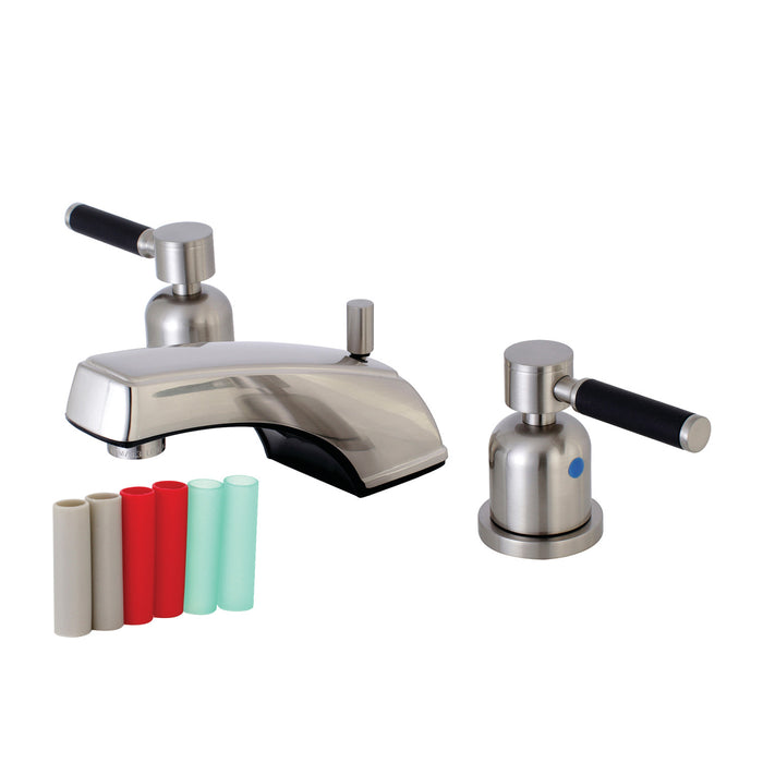 Kaiser KB8928DKL Two-Handle 3-Hole Deck Mount Widespread Bathroom Faucet with Plastic Pop-Up, Brushed Nickel