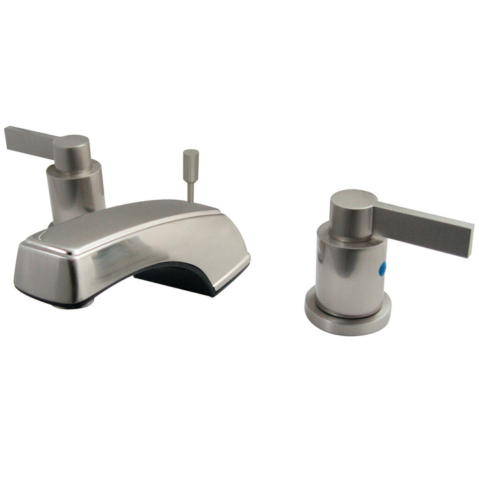 Kingston Tulare KB8928NDL - NuvoFusion Two-Handle 3-Hole Deck Mount Widespread Bathroom Faucet with Pop-Up Drain, Brushed Nickel