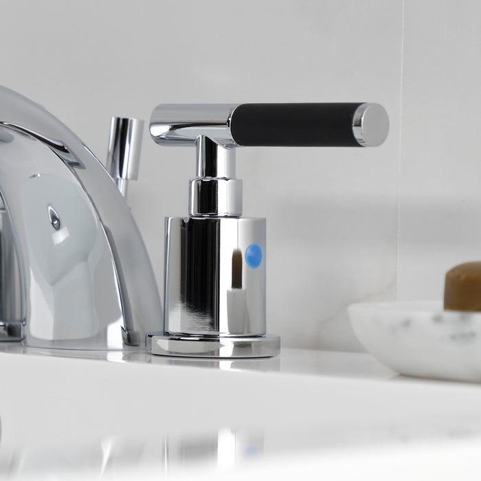 Kingston Tulare KB8951CKL - Kaiser Two-Handle 3-Hole Deck Mount Mini-Widespread Bathroom Faucet with Pop-Up Drain, Polished Chrome