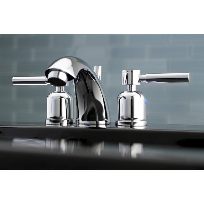 Kingston Tulare KB8951DL - Concord Two-Handle 3-Hole Deck Mount Mini-Widespread Bathroom Faucet with Pop-Up Drain, Polished Chrome
