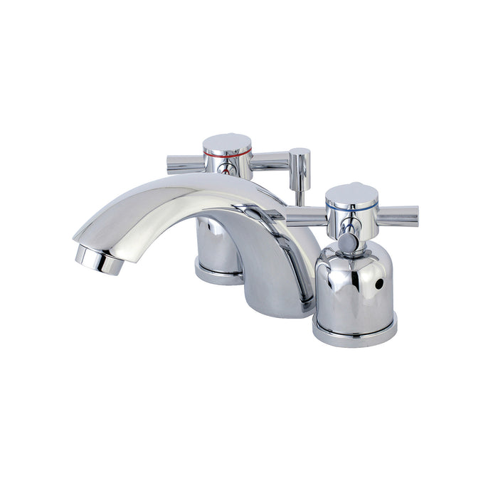 Kingston Tulare KB8951DX - Concord Two-Handle 3-Hole Deck Mount Mini-Widespread Bathroom Faucet with Pop-Up Drain, Polished Chrome