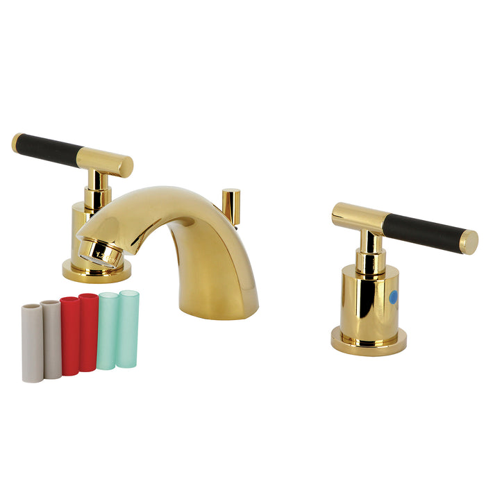 Kaiser KB8952CKL Two-Handle 3-Hole Deck Mount Mini-Widespread Bathroom Faucet with Pop-Up Drain, Polished Brass