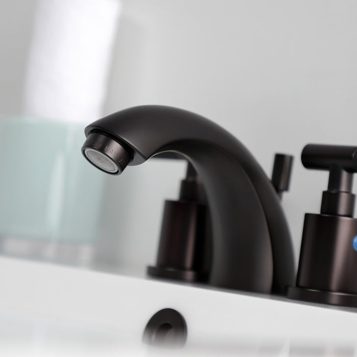 Kingston Tulare KB8955CKL - Kaiser Two-Handle 3-Hole Deck Mount Mini-Widespread Bathroom Faucet with Pop-Up Drain, Oil Rubbed Bronze