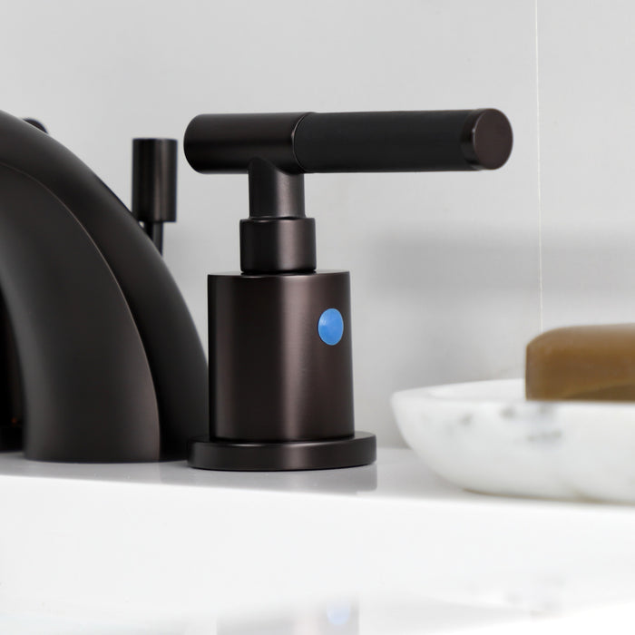 Kingston Tulare KB8955CKL - Kaiser Two-Handle 3-Hole Deck Mount Mini-Widespread Bathroom Faucet with Pop-Up Drain, Oil Rubbed Bronze