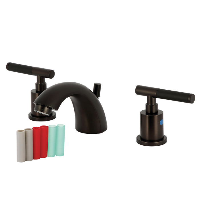 Kingston Tulare KB8955CKL - Kaiser Two-Handle 3-Hole Deck Mount Mini-Widespread Bathroom Faucet with Pop-Up Drain, Oil Rubbed Bronze