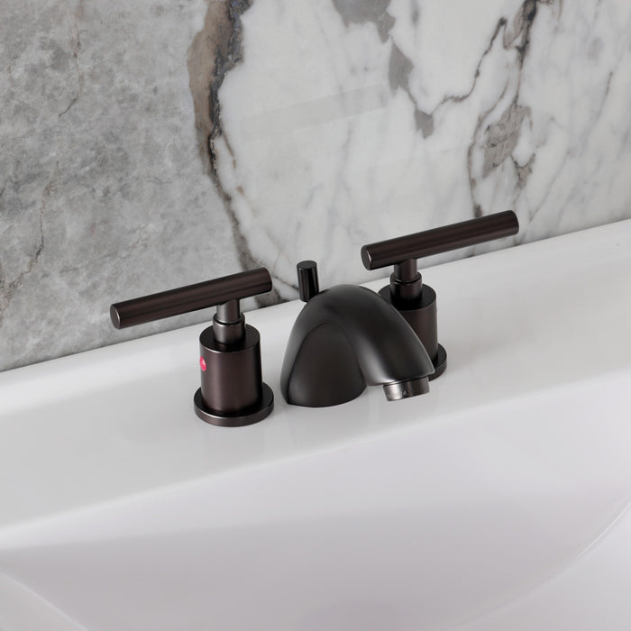 Kingston Tulare KB8955CML - Manhattan Two-Handle 3-Hole Deck Mount Mini-Widespread Bathroom Faucet with Pop-Up Drain, Oil Rubbed Bronze