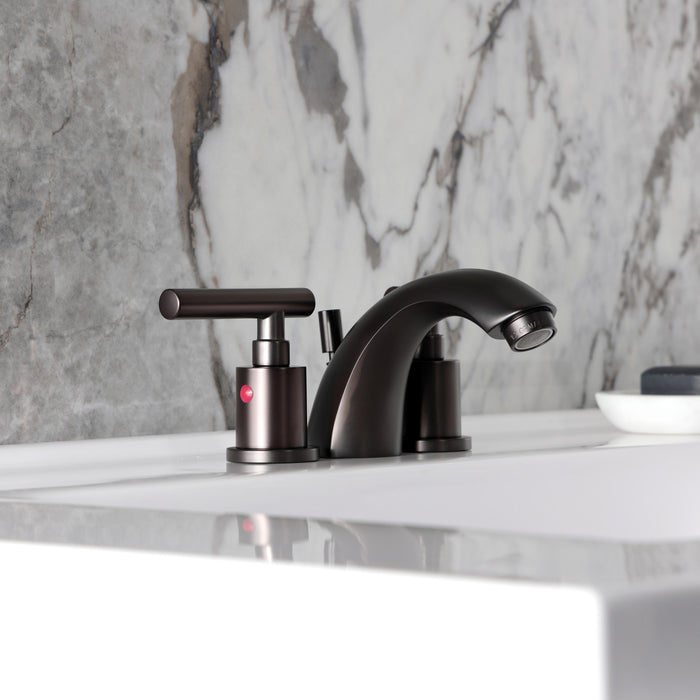 Kingston Tulare KB8955CML - Manhattan Two-Handle 3-Hole Deck Mount Mini-Widespread Bathroom Faucet with Pop-Up Drain, Oil Rubbed Bronze