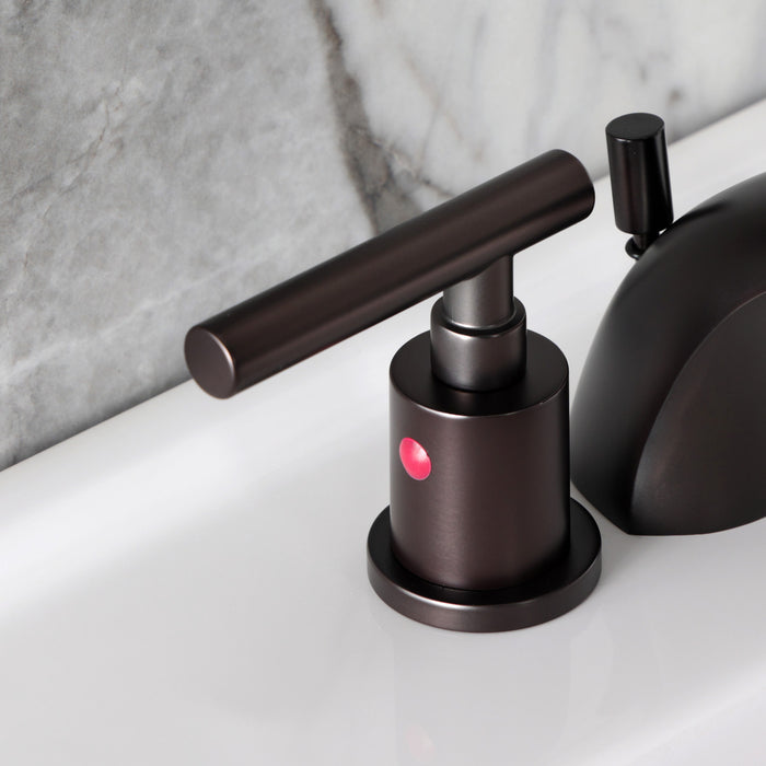 Kingston Tulare KB8955CML - Manhattan Two-Handle 3-Hole Deck Mount Mini-Widespread Bathroom Faucet with Pop-Up Drain, Oil Rubbed Bronze