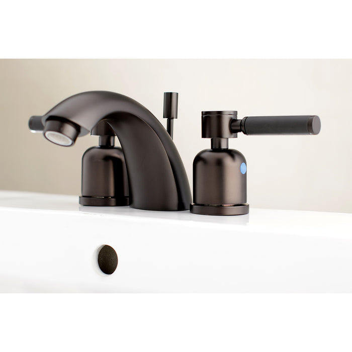 Kingston Tulare KB8955DKL - Kaiser Two-Handle 3-Hole Deck Mount Mini-Widespread Bathroom Faucet with Pop-Up Drain, Oil Rubbed Bronze