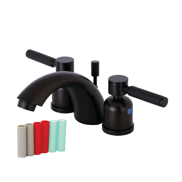 Kingston Tulare KB8955DKL - Kaiser Two-Handle 3-Hole Deck Mount Mini-Widespread Bathroom Faucet with Pop-Up Drain, Oil Rubbed Bronze