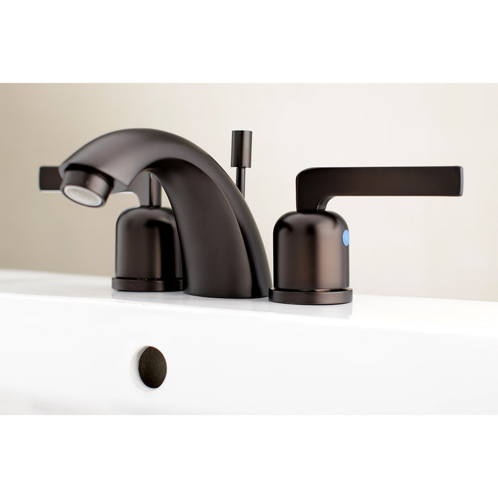 Kingston Tulare KB8955EFL - Centurion Two-Handle 3-Hole Deck Mount Mini-Widespread Bathroom Faucet with Pop-Up Drain, Oil Rubbed Bronze