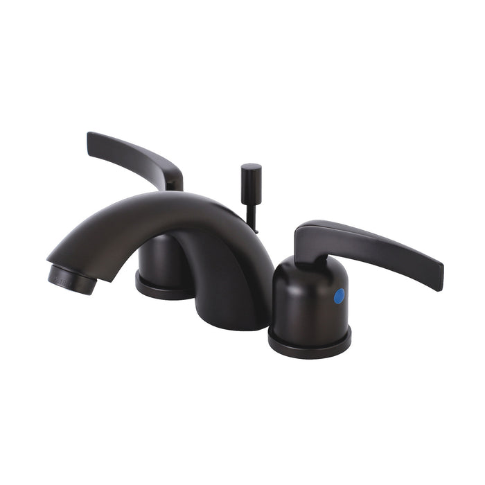 Kingston Tulare KB8955EFL - Centurion Two-Handle 3-Hole Deck Mount Mini-Widespread Bathroom Faucet with Pop-Up Drain, Oil Rubbed Bronze