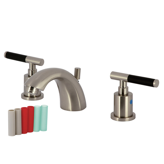 Kaiser KB8958CKL Two-Handle 3-Hole Deck Mount Mini-Widespread Bathroom Faucet with Pop-Up Drain, Brushed Nickel