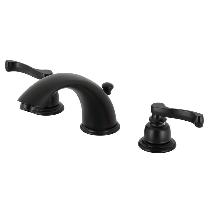 Kingston Tulare KB8960FL - Royale Two-Handle 3-Hole Deck Mount Widespread Bathroom Faucet with Pop-Up Drain, Matte Black