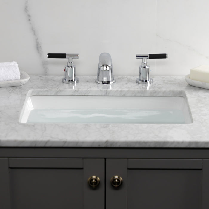 Kingston Tulare KB8961CKL - Kaiser Two-Handle 3-Hole Deck Mount Widespread Bathroom Faucet with Pop-Up Drain, Polished Chrome